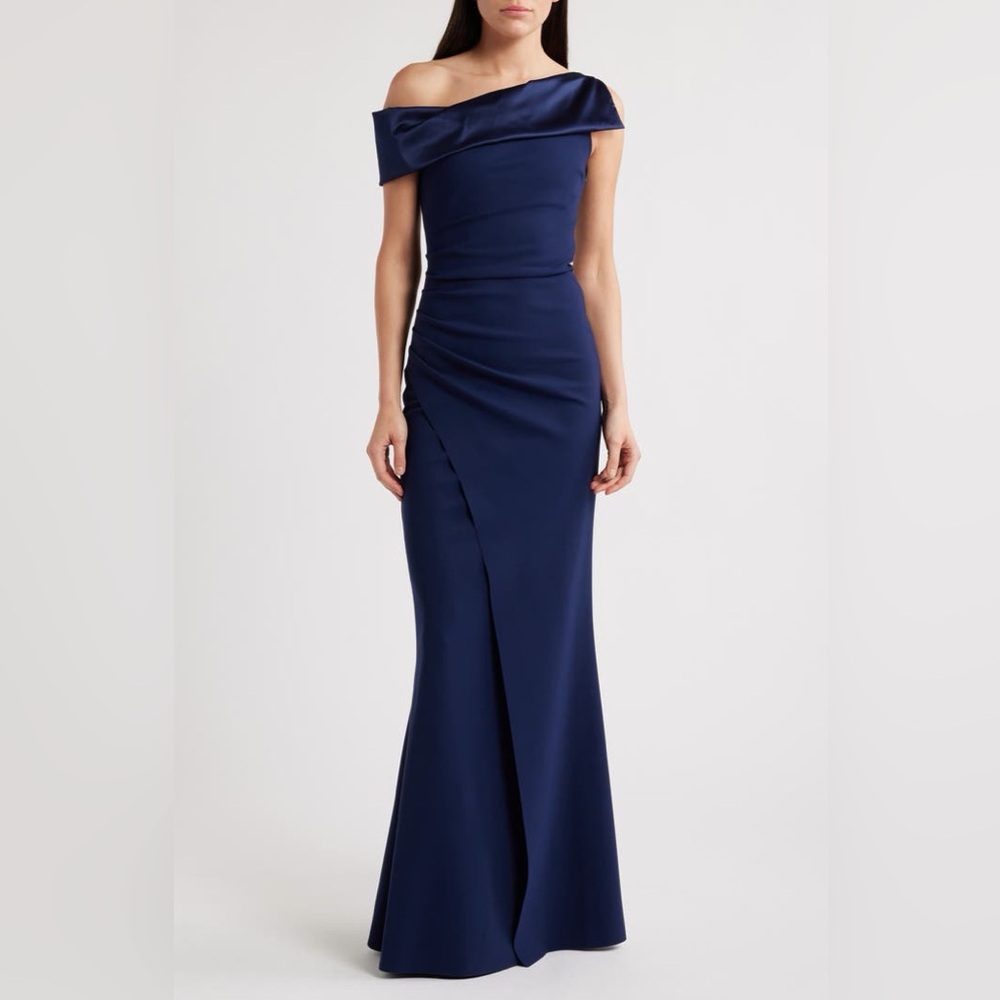 Chiara Boni La Petite Robe Koppany Ruched Off the Shoulder Mermaid Gown
